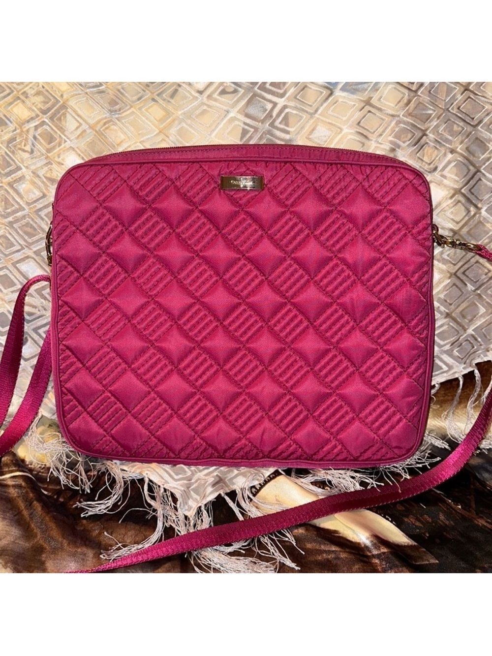 Cole Haan Fuchsia Quilted Padded Laptop Case Bag